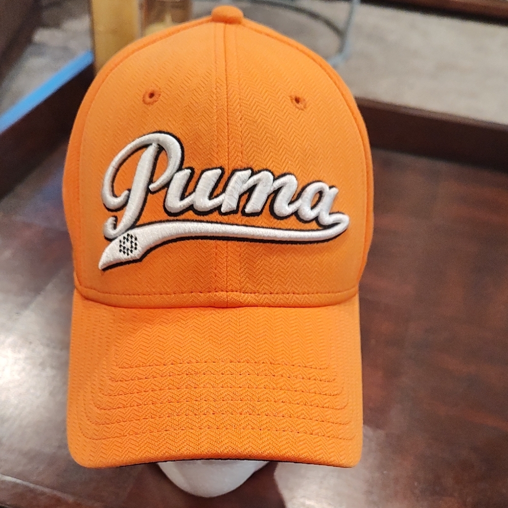 Puma Bright Orange Script Logo Baseball Hat